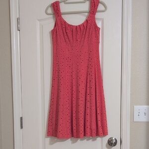 London Times Coral Eyelet Mini Dress